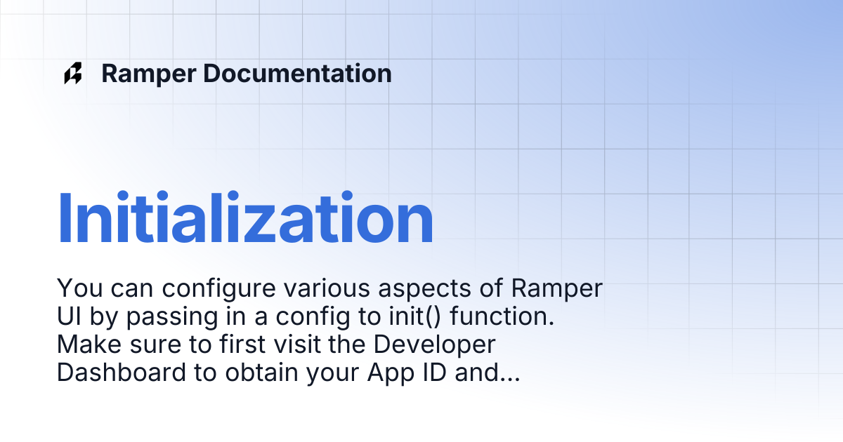 Initialization | Ramper Documentation